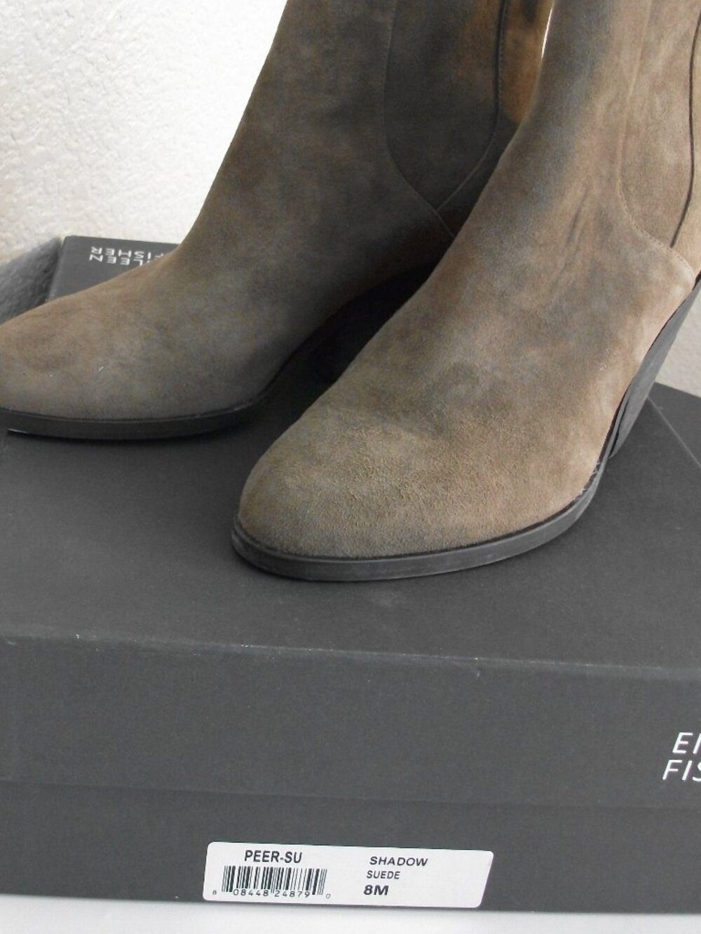 Eileen Fisher Peer Shadow Suede Ankle Boots Women’s Size 8M